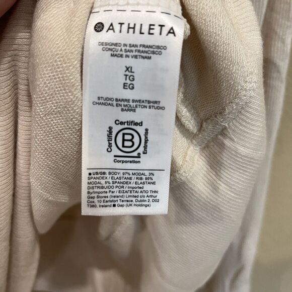 Athleta Long Sleeve Womens XL  Ribbed SLEEVE Modal Blend Swoop Neck Cream - Picture 3 of 7
